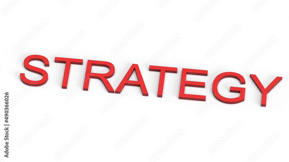 3d rendering illustration of strategy word lettering in red on white 3d rendering illustration of strategy word lettering in red on white
