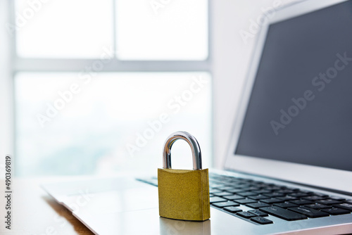 Padlock putting on the laptop