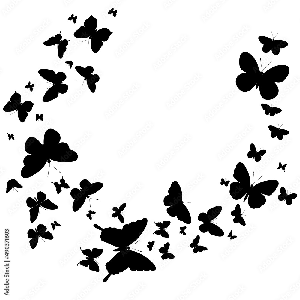 flying butterflies black silhouette isolated vector