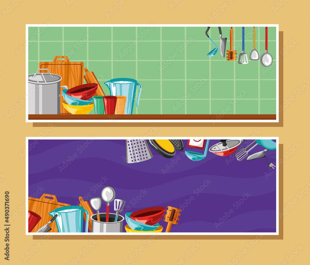 Fototapeta premium kitchen tools banners