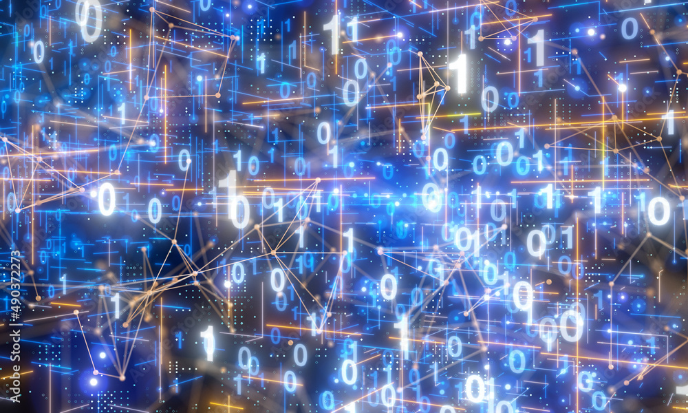 Neural network 3D illustration. Big data and cybersecurity Neural network 3D illustration. Big data and cybersecurity