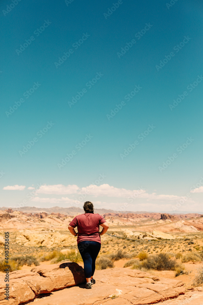 A woman looking over the desert in Nevada.