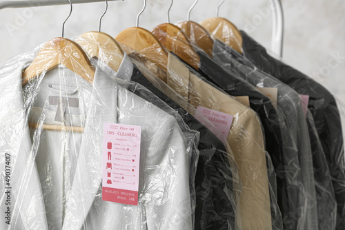Rack with clean jackets in ...