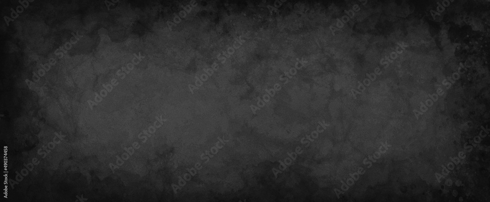 old black paper background, grunge texture design, marbled vintage border pattern of watercolor stains and distressed wrinkled paper textures