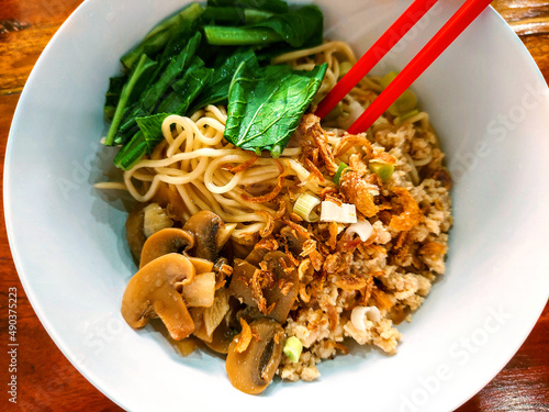 Indonesian noodles called Mie Ayam