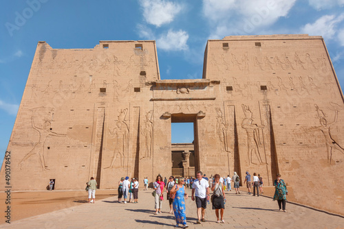 Tableau sur toile Tempel von Edfu, Horus Tempel, Pylon, Edfu, Ägypten
