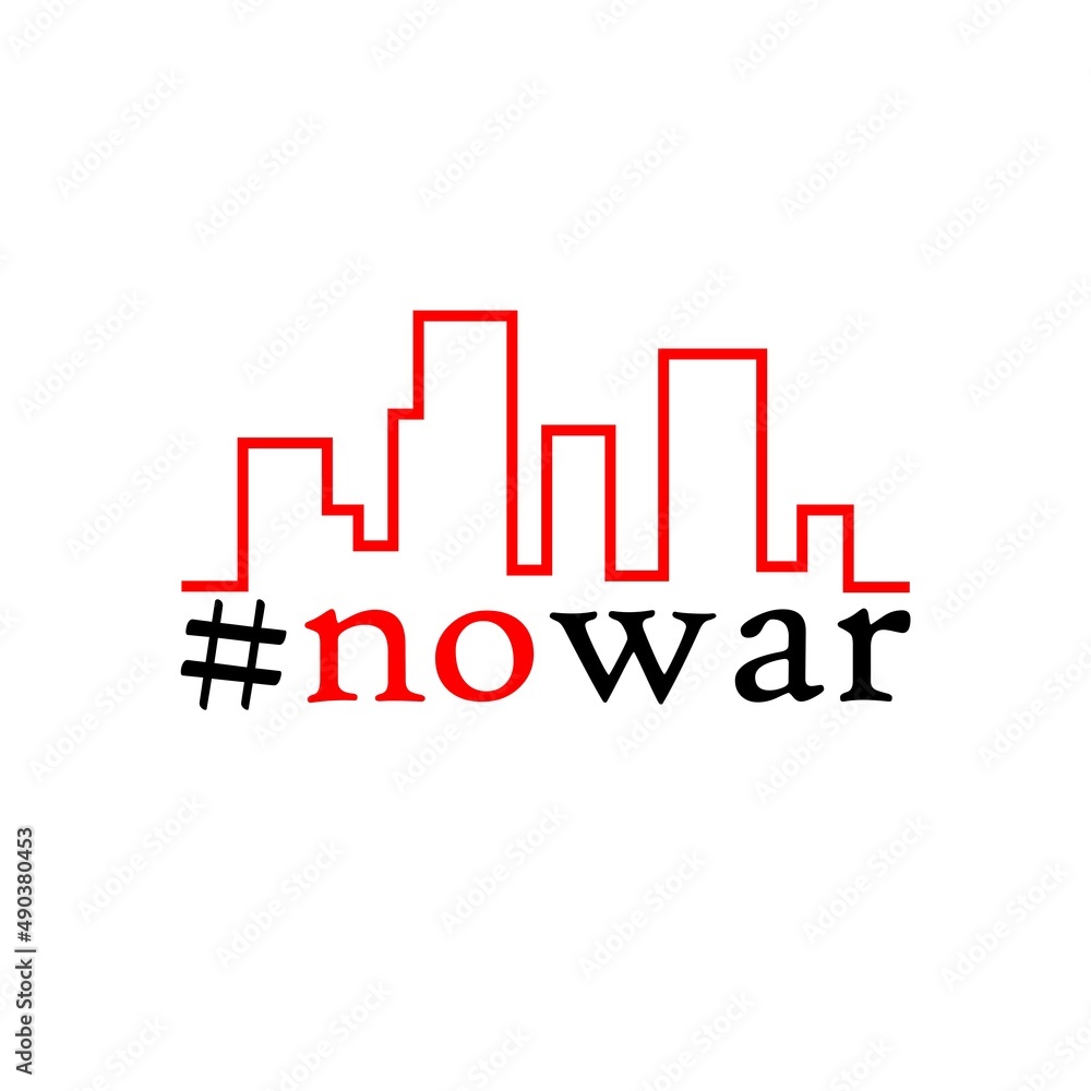 Hashtag stop war, no war icon isolated on white background