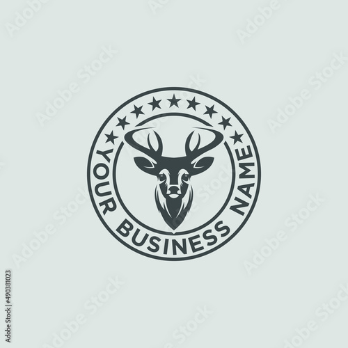 Deer animal logo design vector graphics of forest wild animal
