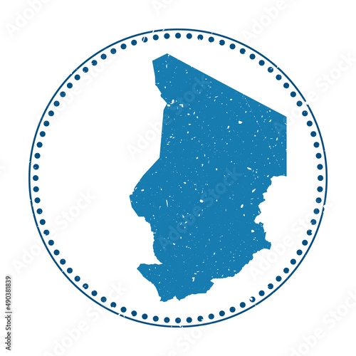 Chad sticker. Travel rubber stamp with a map of the country, vector illustration. Can be used as an insignia, logotype, label, sticker, or badge of Chad.