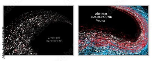 Multicolored paint splashes, smears, dust particles and debris are carried by the wind. A set of two templates. Design template for the design of banners, posters, booklets, covers, magazines. EPS 10