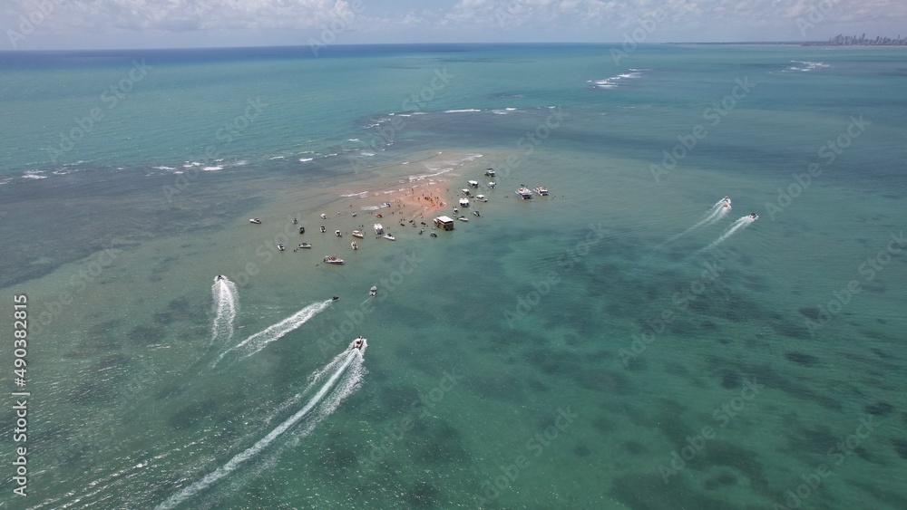 Obraz premium Aerial view of Camboinha beach, Paraíba state, Brazilian Northeast