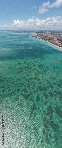 Aerial view of Camboinha beach, Paraíba state, Brazilian Northeast