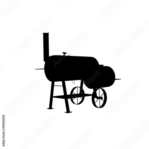 Charcoal Grill vector icon, Barbecue Grill icon silhouette. Wood fired grills Vector illustration.