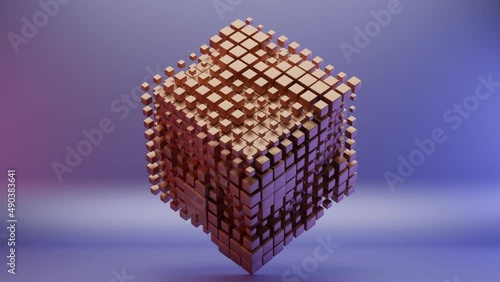 looped satisfying 3d animated cube, calm morphing and moving sphere, 4k  photo