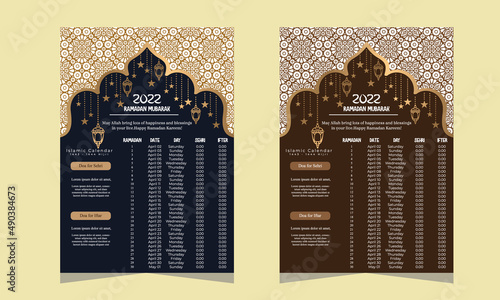 minimal Ramadan time table Vector illustration