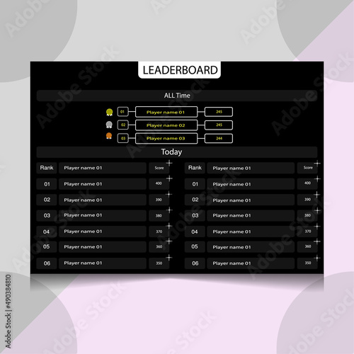 Game leaderboard with abstract background	
