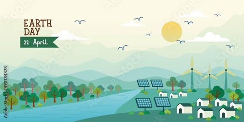 Green Eco City And Plenty Forest, Nature Landscape, Pure Atmosphere, Background, Vector, Illustration