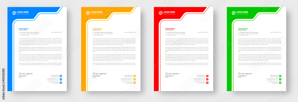 corporate modern business letterhead design template with unique shape. creative modern letter head design template for your project