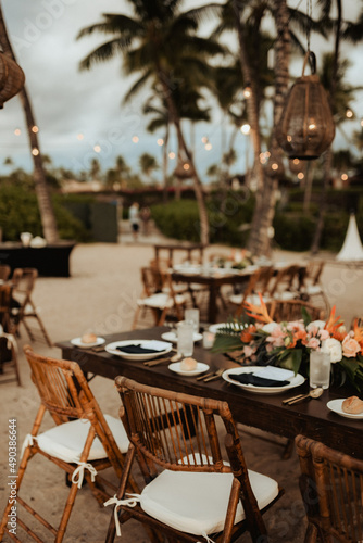 Tropical wedding reception