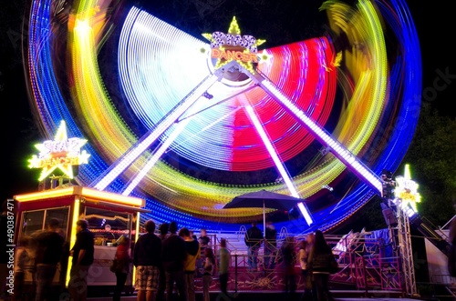 Amusement Park at Night in Long Exposure in Switzerland. photo