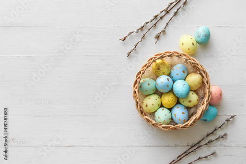 Basket with painted Easter ...