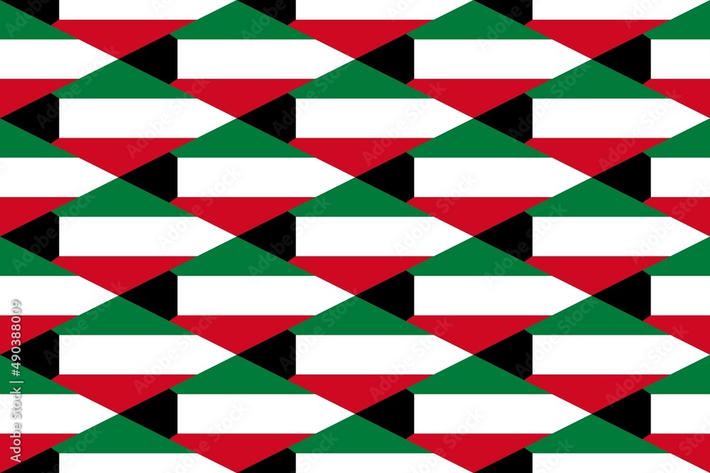 Geometric pattern in the colors of the national flag of Kuwait. The ...