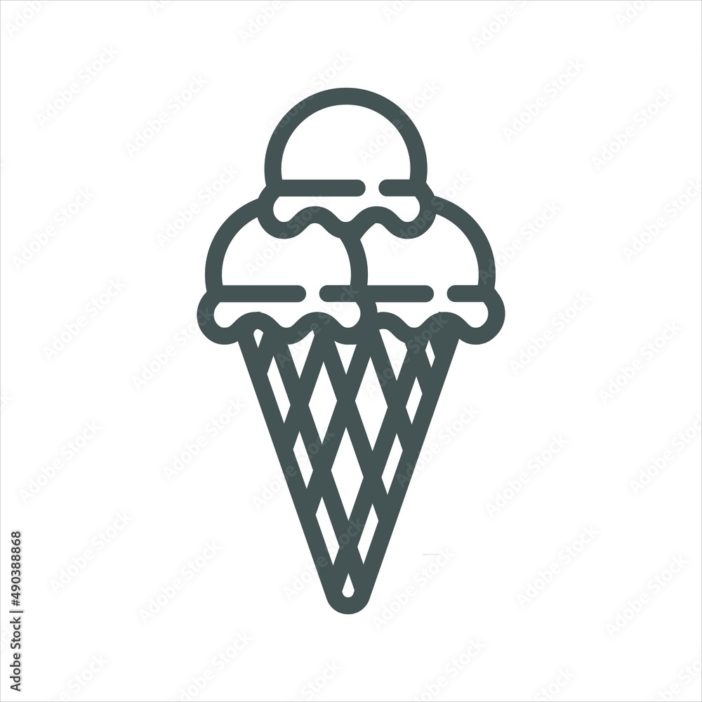 Ice Cream Cone Popsicle Summer Simple Line Icon Ice Cream Cone Popsicle Summer Simple Line Icon