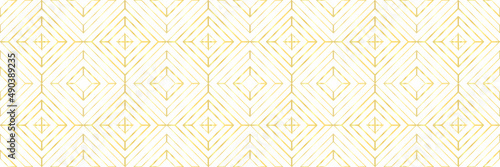 White and gold abstract line geometric diagonal square seamless pattern banner background. Vector illustration.