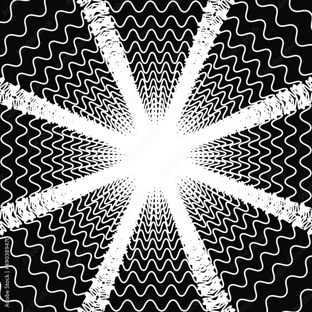 Distorted abstract lines, wireframe tunnel. The white sunshine wavy ...