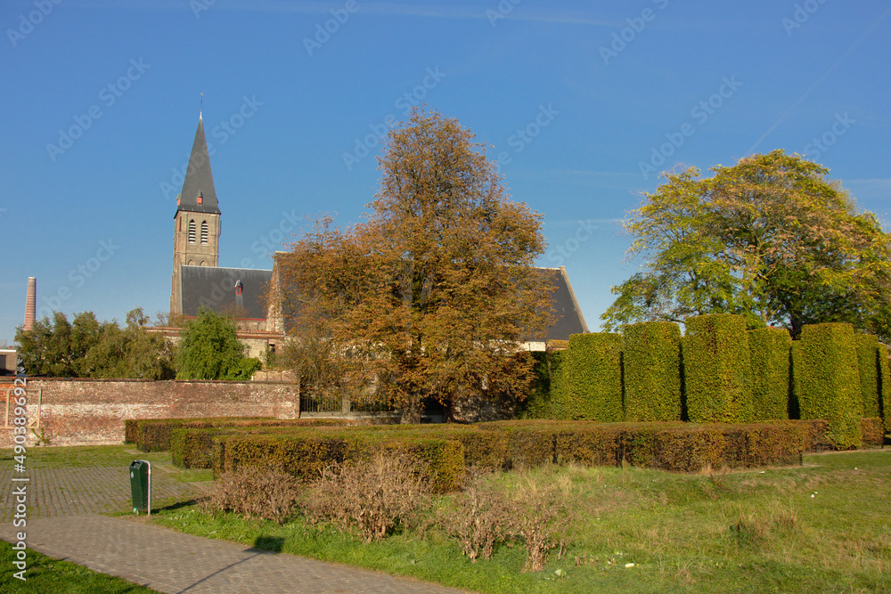 Saint Bavo`s abbey and church and park, Ghent