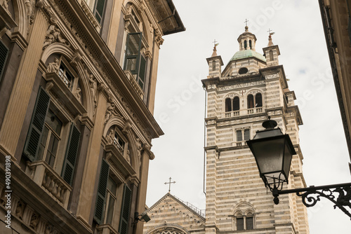Cathedral of San Lorenzo in Genoa, Liguria in Italy. photo