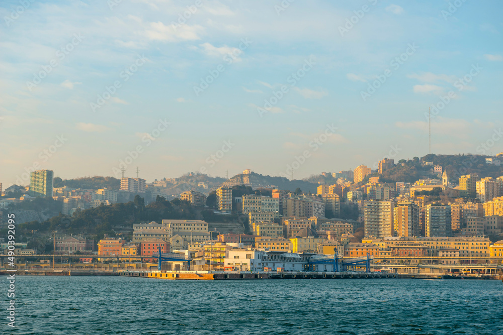 Port and Cityscape in Genoa, Liguria in Italy. Port and Cityscape in Genoa, Liguria in Italy.