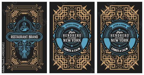 Set of 3 vintage labels for packing
