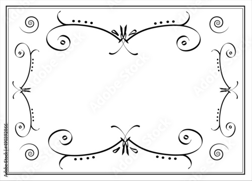 Canvas Print White Funeral card with black ornamental pattern and frame