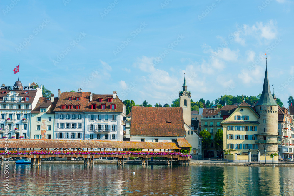 Chapel Bridge in City of Lucerne, Switzerland. Chapel Bridge in City of Lucerne, Switzerland.