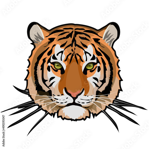 Design of Tiger head Tattoo Style. Wild tiger Vector