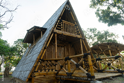 Unique house made of bamboo in Indonesia.