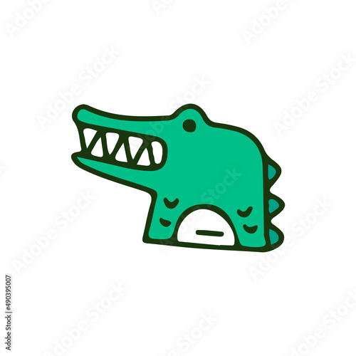 Crocodile head, illustration for t-shirt, sticker, or apparel merchandise. With doodle, retro, and cartoon style.