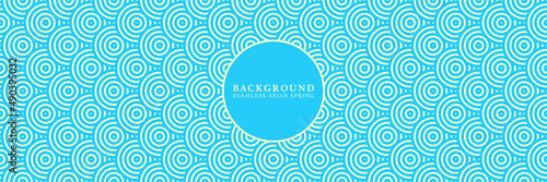 Asian background motif in oriental geometric traditional style. Fish scale or ocean sea waves texture for decorative backdrop, wrapping, banner. Blue yellow wavy asian vector japanese spring motif. 