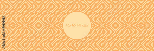 Asian background motif in oriental geometric traditional style. Festive ornament texture for decorative backdrop, wrapping, banner. Orange wavy abstract asian vector japanese classic motif. 