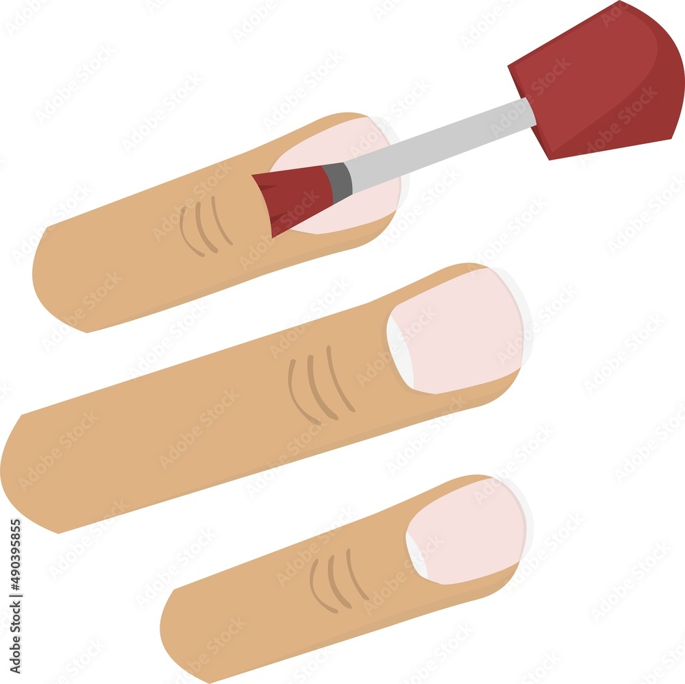Vector illustration of fingers of the hand painting the nails with a nail polish Vector illustration of fingers of the hand painting the nails with a nail polish