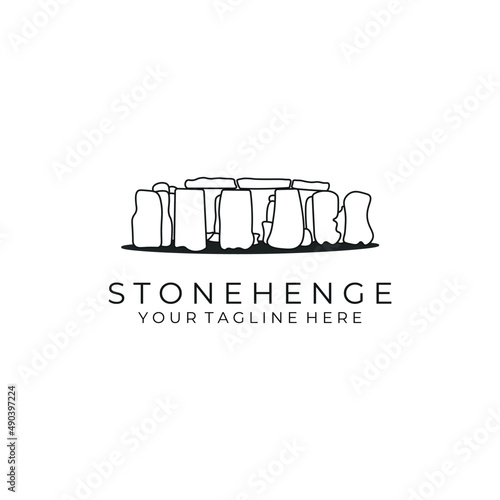 Ancient Stone vector logo design. stonehenge