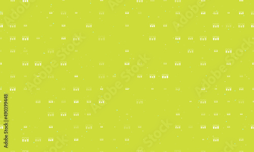 Seamless background pattern of evenly spaced white water game symbols of different sizes and opacity. Vector illustration on lime background with stars
