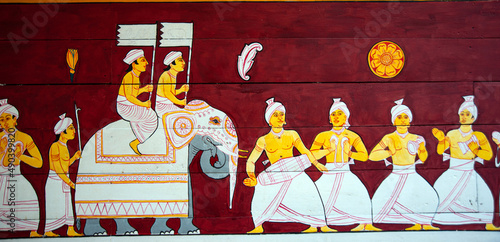 Fotografie Elephant riders in Kandy Perahara art