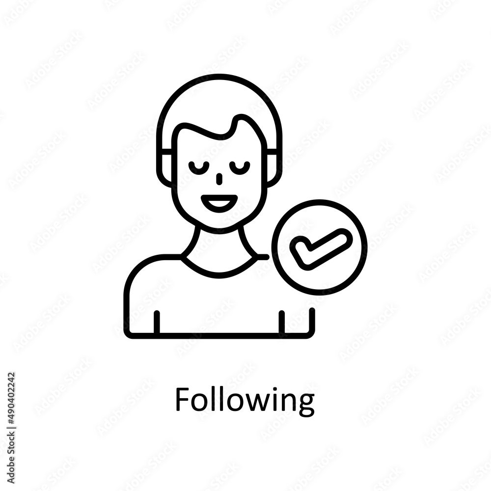 Following vector outline icon for web isolated on white background EPS 10 file Following vector outline icon for web isolated on white background EPS 10 file