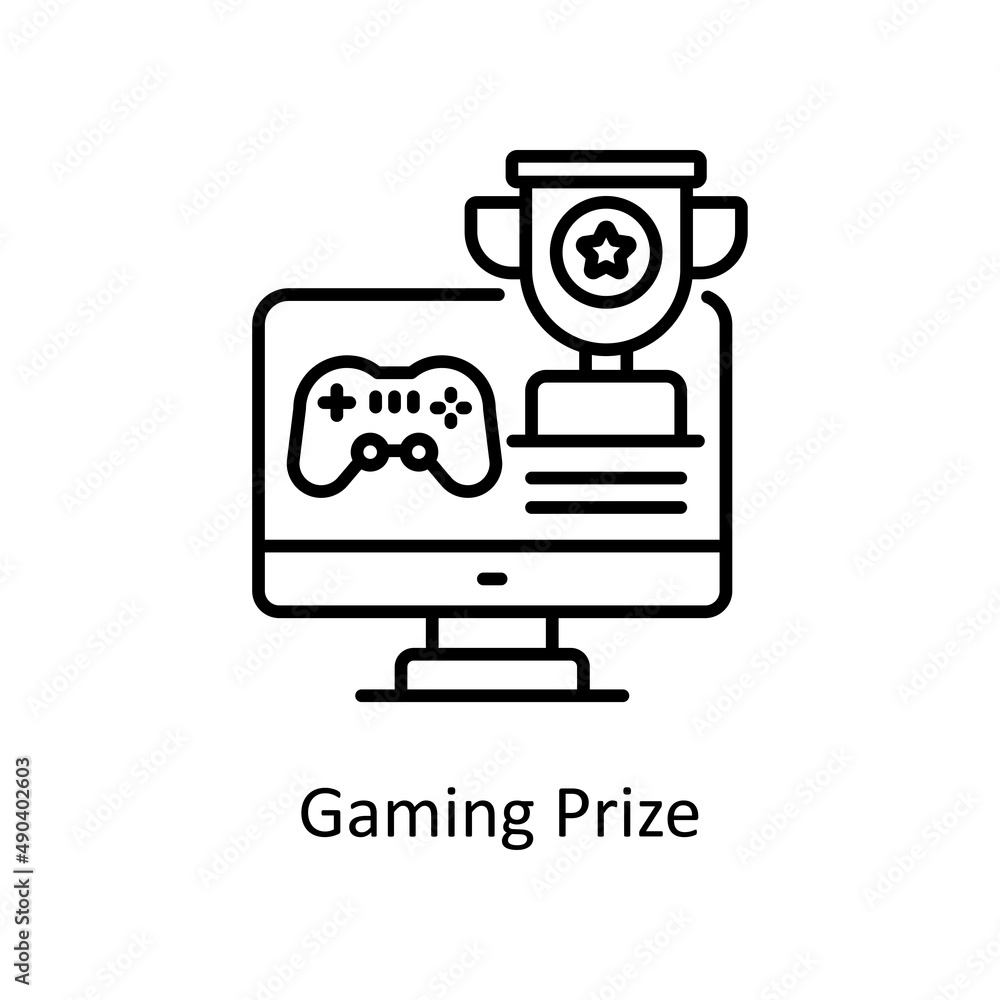 Gaming Prize vector outline icon for web isolated on white background EPS 10 file Gaming Prize vector outline icon for web isolated on white background EPS 10 file