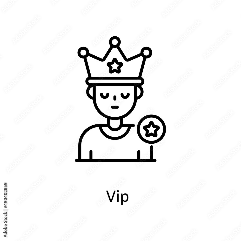 Vip vector outline icon for web isolated on white background EPS 10 file Vip vector outline icon for web isolated on white background EPS 10 file