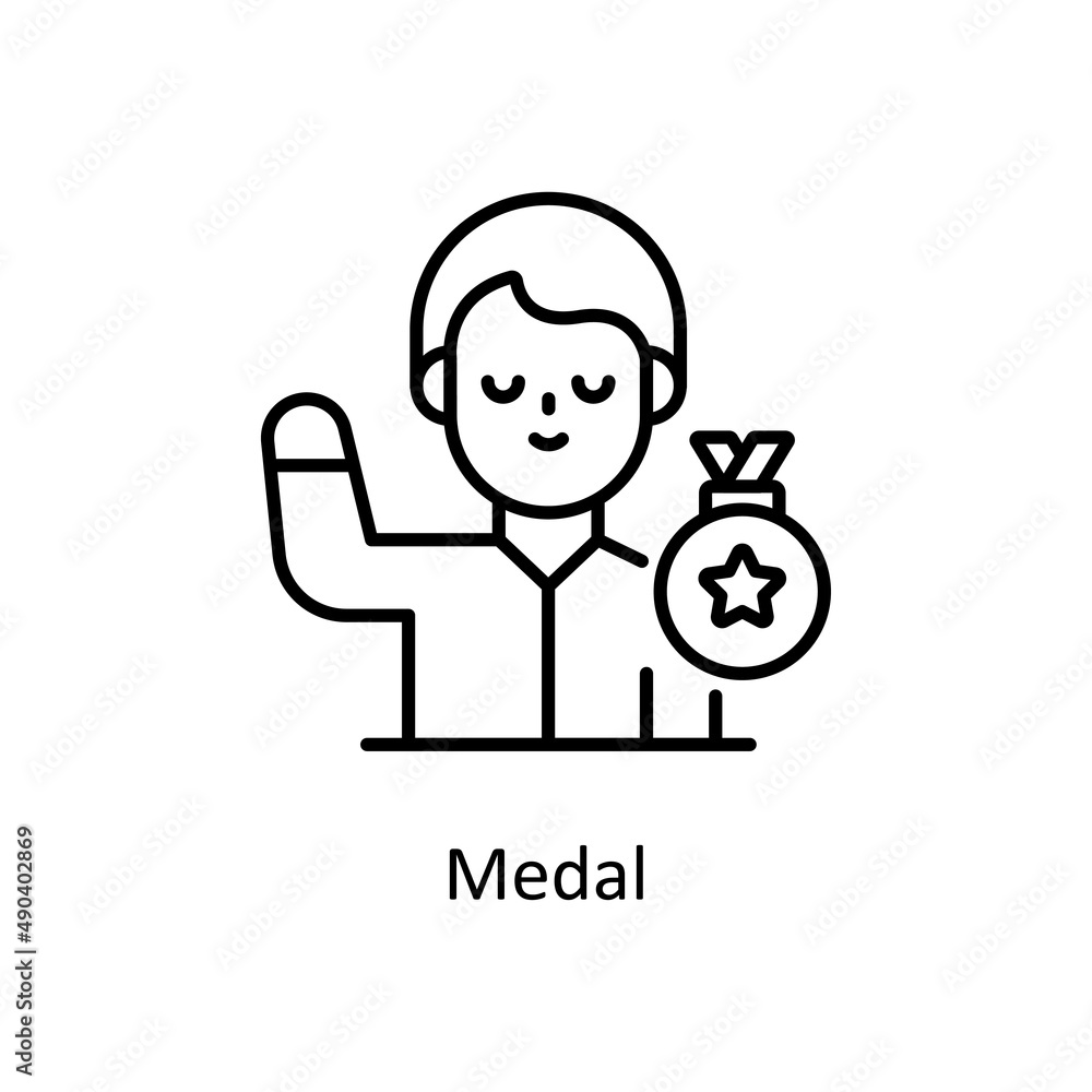 Medal vector outline icon for web isolated on white background EPS 10 file Medal vector outline icon for web isolated on white background EPS 10 file