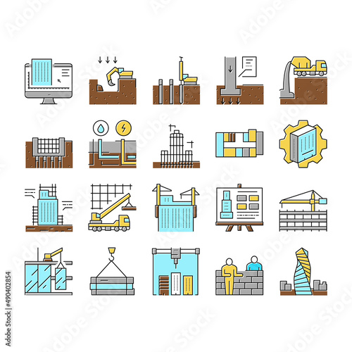 Building Construction Collection Icons Set Vector .