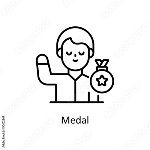 Medal vector outline icon for web isolated on white background EPS 10 file